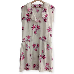 Miu Miu Silk Star Print Dress Ruffle V-Neck Size 42 Italian or 4/6 US